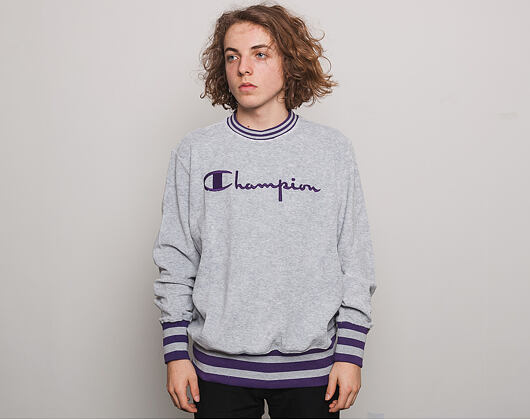 Mikina Champion Crewneck Sweatshirt Classic Logo Grey/Purple