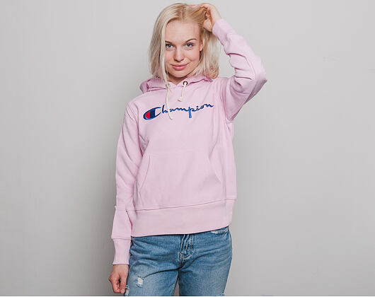 Dámská Mikina Champion Hooded Sweatshirt Classic Logo Embroidered Pink