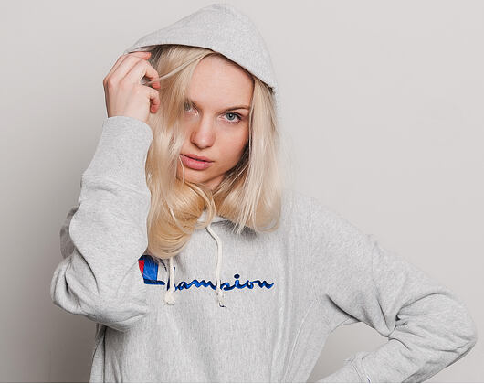 Dámská Mikina S Kapucí Champion Classic Logo Embroidered Grey