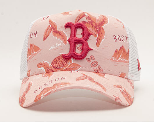 Kšiltovka New Era 9FORTY A-Frame Trucker Boston Red Sox Desert Island Pink/White