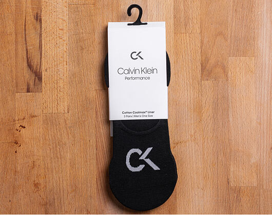 Ponožky Calvin Klein Performance Logo Liner Black 3 Pack ECH344-00
