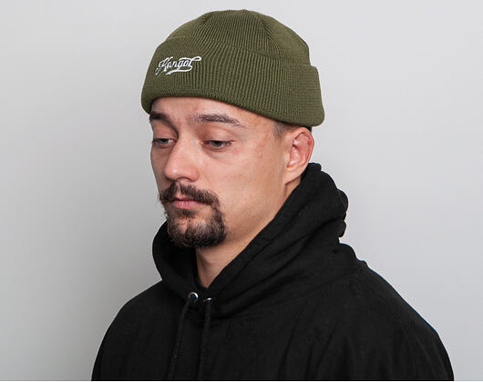 Kulich Kangol  Vintage Script Logo Beanie Winter Moss Green