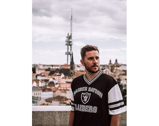 Triko New Era NFL Stripe Sleeve Oversized Tee Oakland Raiders Black