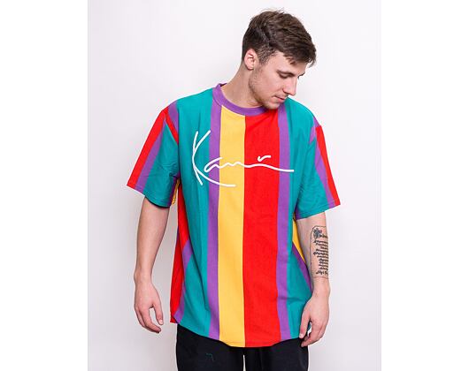 Triko Karl Kani Signature Stripe Tee Purple/Red/Yellow - 6069900