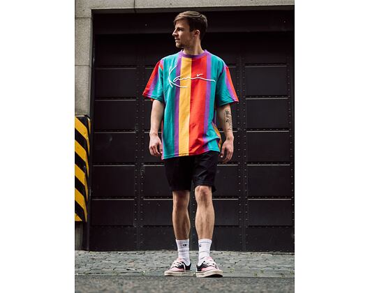 Triko Karl Kani Signature Stripe Tee Purple/Red/Yellow - 6069900