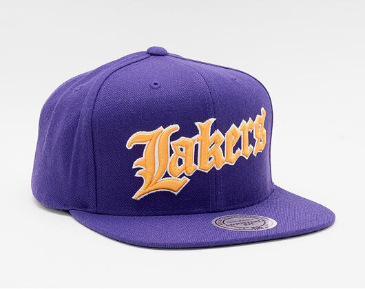 Kšiltovka Mitchell & Ness Old English Faded Snapback Los Angeles Lakers Purple