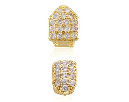 Pozlacený Zub s kamínky The Single-Tooth Cap CZ Grillz Bottom