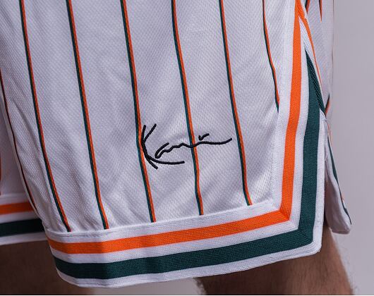 Kraťasy Karl Kani Small Signature Pinstripe Mesh Shorts white/green/orange