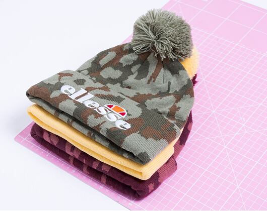 Kulich Ellesse Velly Camo Pom Pom Beanie Dark Purple