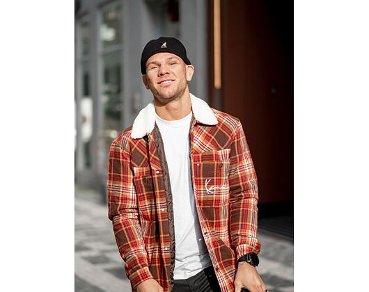 Košilobunda Karl Kani Chest Signature Flannel Shirt Jacket Dark Red