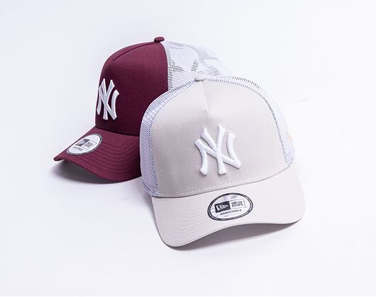 Kšiltovka New Era - MLB Essential 9FORTY Trucker - NY Yankees - Stone / White