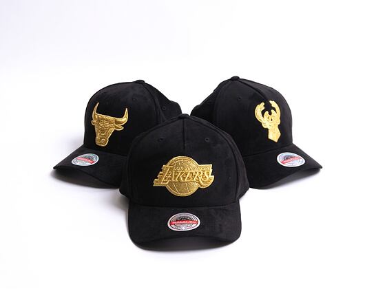 Kšiltovka Mitchell & Ness Los Angeles Lakers Black & Gold Suede Redline Stretch Snapback Black