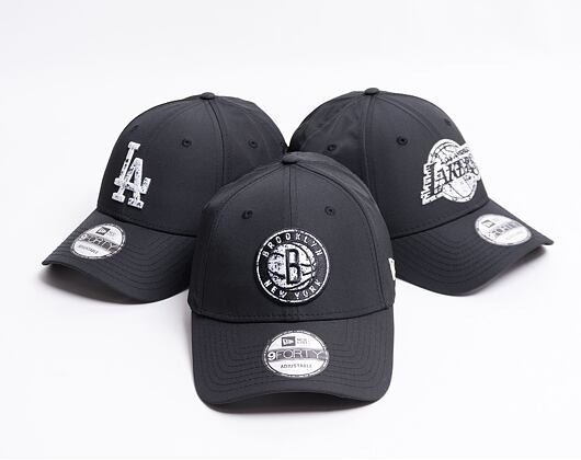 Kšiltovka New Era 9FORTY Black & White Brooklyn Nets Strapback Black
