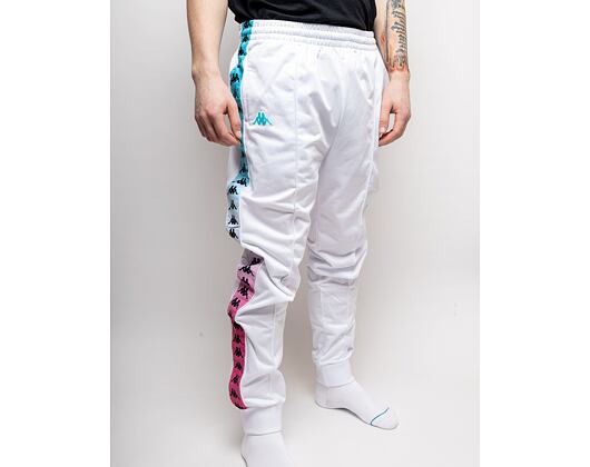 Tepláky Kappa 222 Banda Rastoria Degrade White-Turquoise-Fuxi