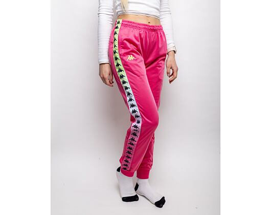 Dámské Tepláky Kappa 222 Banda Wrastoria Degrade Fuxia - White - Lime