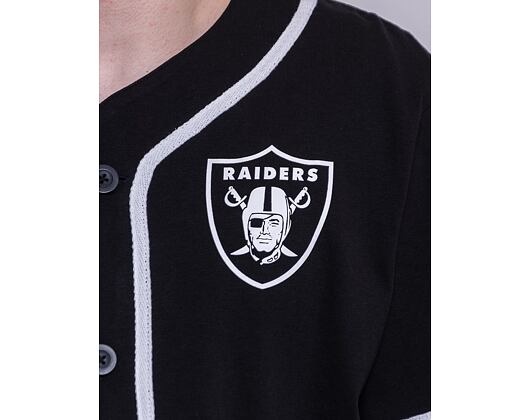 Triko New Era Distressed Logo Button Up Tee Las Vegas Raiders Black