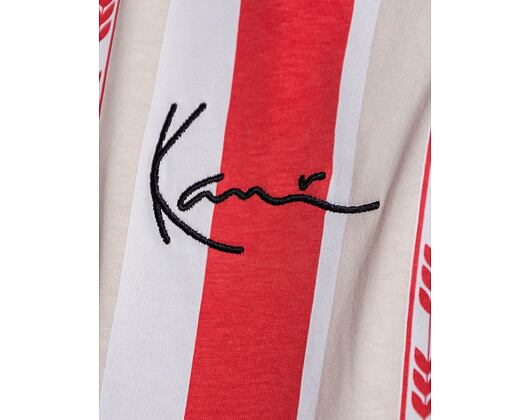 Triko Karl Kani Small Signature Stripe Tee red/cream/white