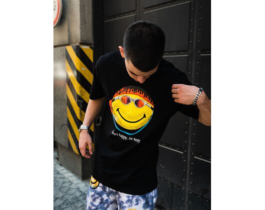 Triko Market Smiley Don't Happy, Be Worry Black