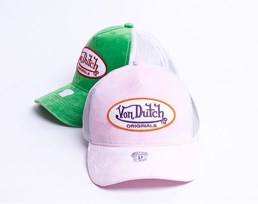 Kšiltovka Von Dutch Kent Trucker Velvet Lt.Pink/White