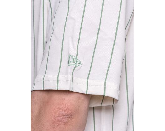 Triko New Era Oversized Pinstripe Tee Off White / Jade Green