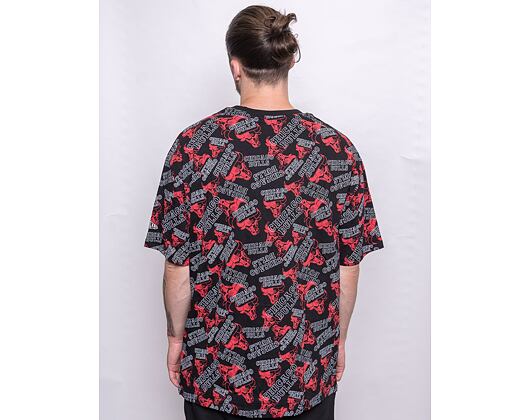 Triko New Era NBA Team All Over Print Oversized Tee Chicago Bulls Black / Red