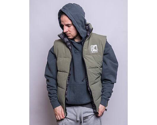 Vesta Karl Kani OG Reversible Paisley Puffer Vest black/military green