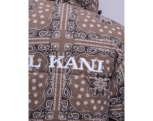 Bunda Karl Kani OG Hooded Corduroy Paisley Puffer Jacket dark taupe/ b/w