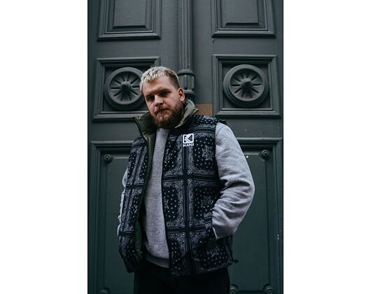 Vesta Karl Kani OG Reversible Paisley Puffer Vest black/military green