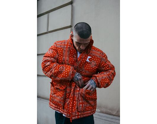 Bunda Karl Kani OG Paisley Puffer Jacket dark orange/white/black
