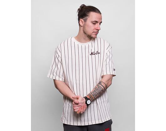 Triko New Era Oversized Pinstripe Tee Off White/Maroon