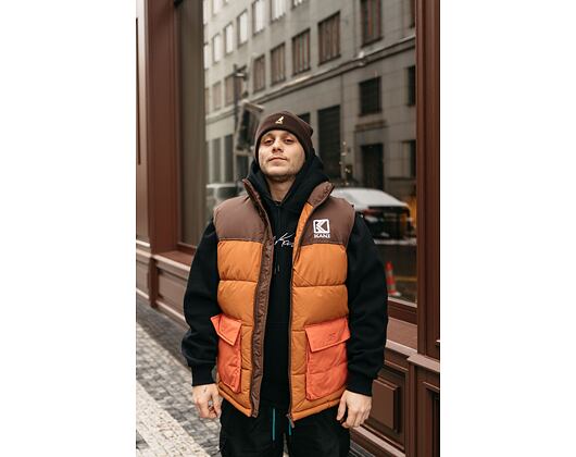 Vesta Karl Kani OG Block Puffer Vest dark orange/sand/brown