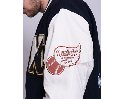 Bunda New Era Heritage Patch Varsity Jacket Navy / Off White