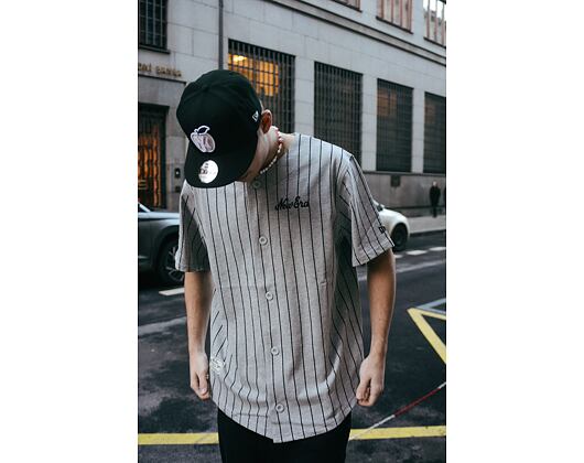 Triko New Era Pinstripe Jersey Heather Gray / Black