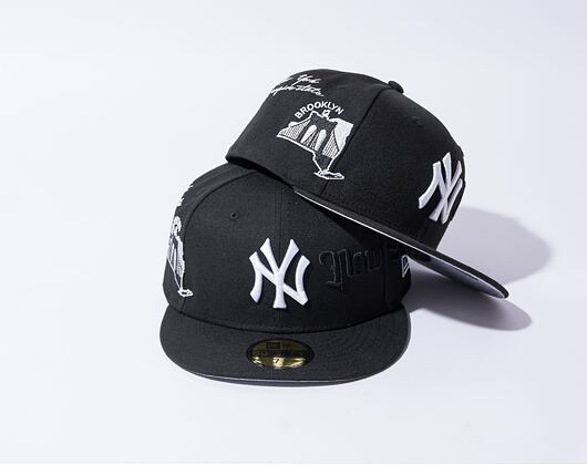 Kšiltovka New Era 59FIFTY MLB Script 5 New York Yankees Black / Optic White