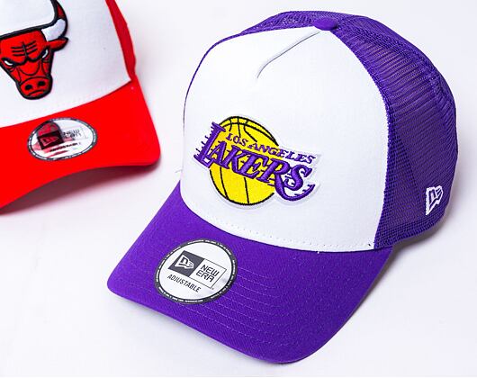 Kšiltovka New Era - NBA Team Clear 9FORTY Trucker - LA Lakers - White / Red