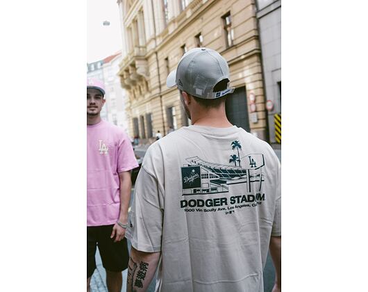 Triko New Era MLB Stadium Graphic Oversized Tee Los Angeles Dodgers Stone / Navy