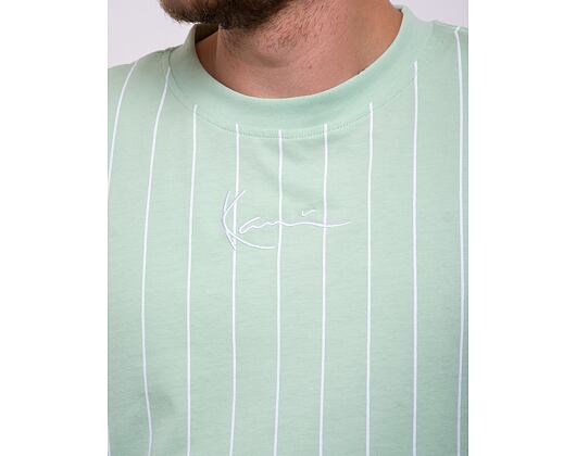 Triko Karl Kani Small Signature Pinstripe Tee light mint/white