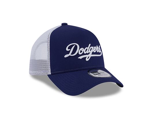 Kšiltovka New Era 9FORTY A-Frame Trucker MLB Team Script Los Angeles Dodgers Dark Royal / White