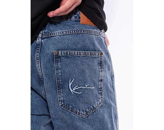 Džíny Karl Kani Small Signature Baggy Five Pocket Denim vintage mid blue