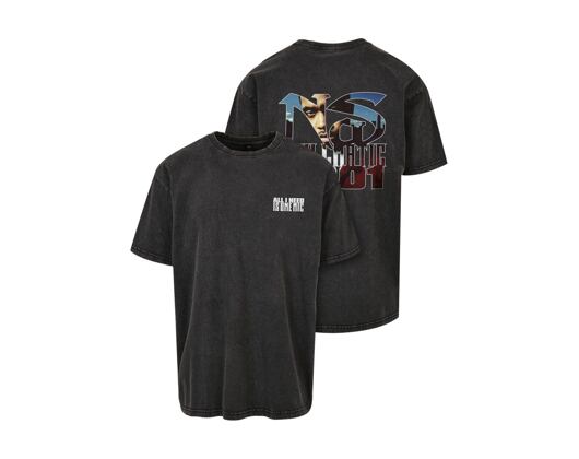 Triko Mister Tee Nas Stillmatic Acid Washed Oversize Tee Black