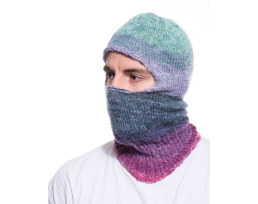 Custom made pletená Balaclava kukla - Baby Blue/ Magenta