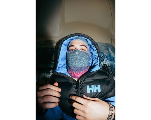 Custom made pletená Balaclava kukla - Baby Blue/ Magenta