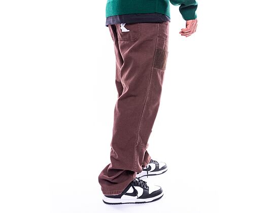 Kalhoty Karl Kani OG Washed Patchwork Carpenter Pants brown/taupe