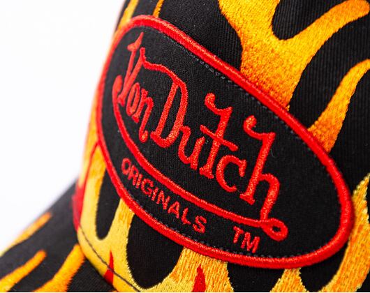 Kšiltovka Von Dutch Flame Trucker Managua - Cotton Twill - Black/Red