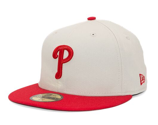 Kšiltovka New Era 59FIFTY MLB White Crown Philadelphia Phillies Cooperstown Off White / Red