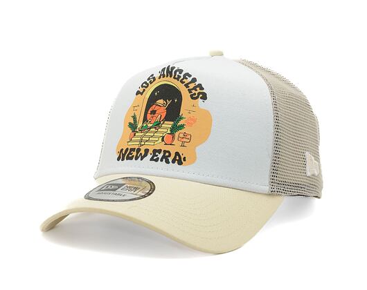 Kšiltovka New Era - 9FORTY Trucker Graphic Print - Los Angeles - Beige