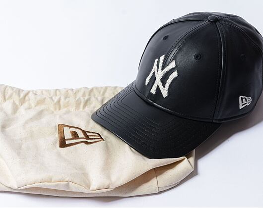 Kšiltovka New Era - MLB Image Drop - Leather 9FORTY - NY Yankees - Black / Off White
