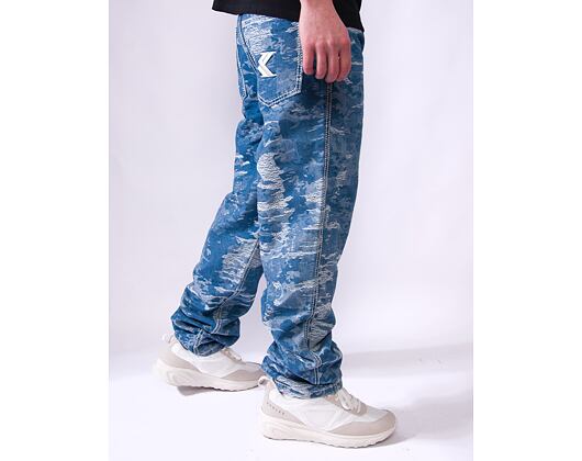 Kalhoty Karl Kani - Og K Distress Camo Five Pocket Denim - medium blue