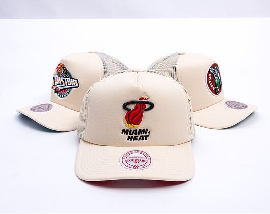 Kšiltovka Mitchell & Ness - Miami Heat - Evergreen Trucker Hwc - Off White