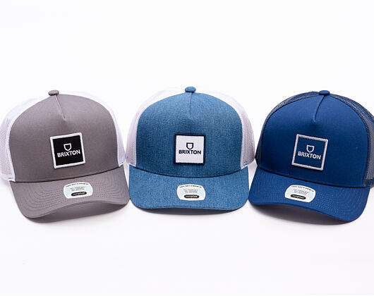 Kšiltovka Brixton - Alpha Block X C Mp Mesh Cap - Pebble/White